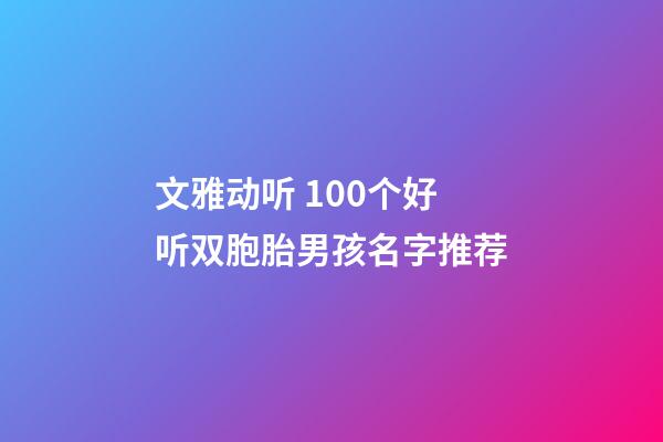 文雅动听 100个好听双胞胎男孩名字推荐